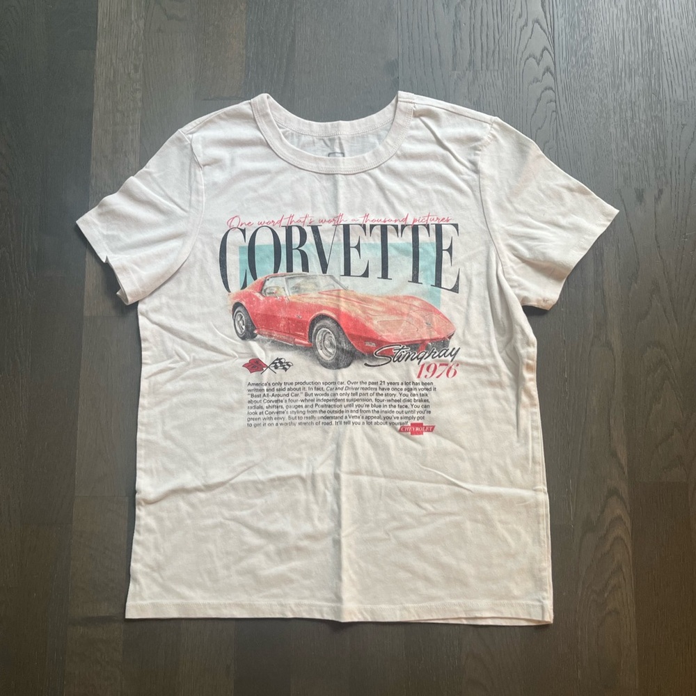 General Motors corvette white graphic tee